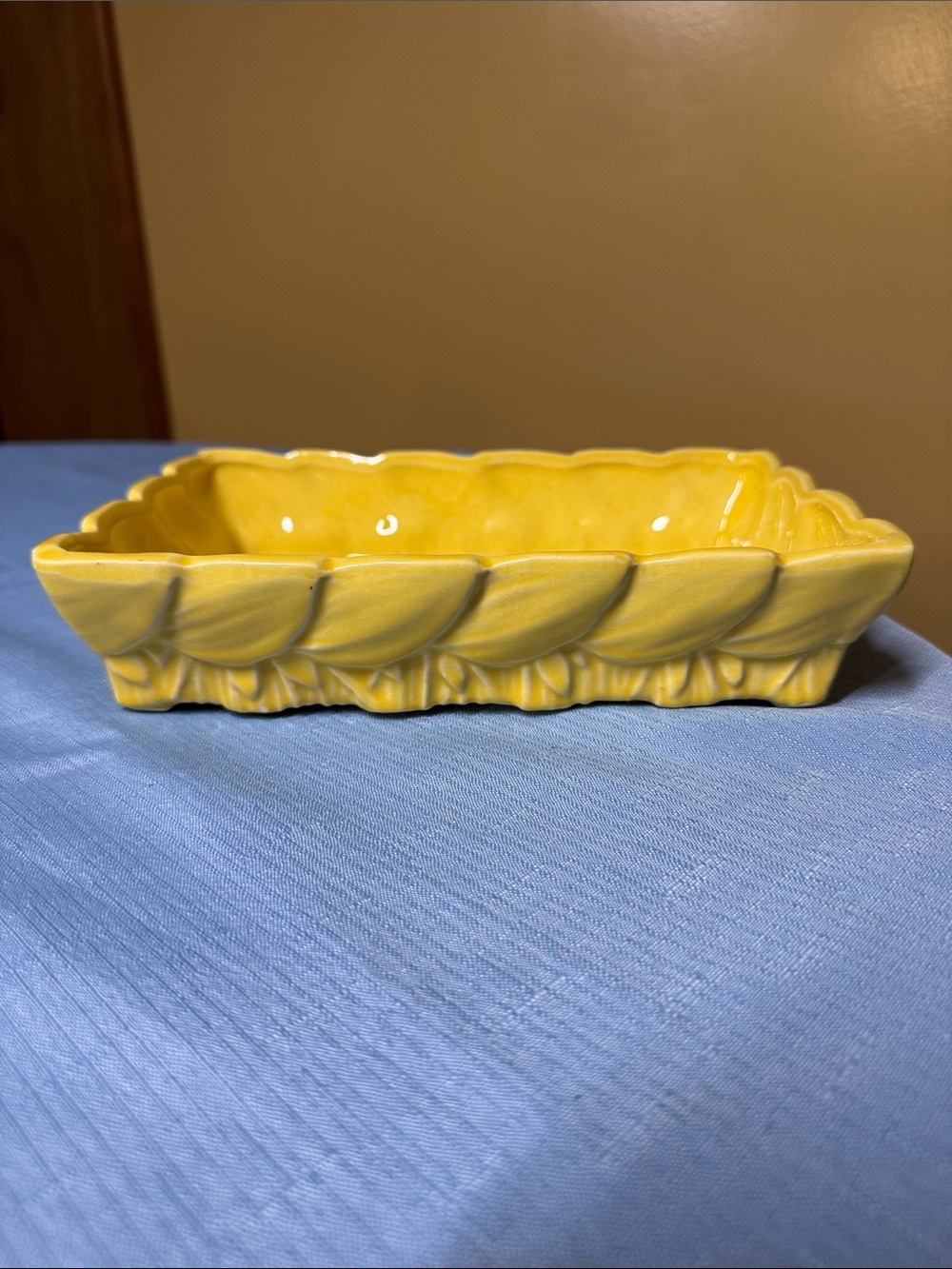 McCOY RECTANGULAR PLANTING DISH VIBRANT YELLOW LEAVES 9.25 X 6.5 X 2 INCH